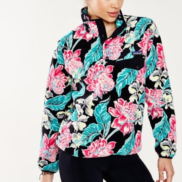 Patagonia Jackets & Blazers - EXC Patagonia Vintage Floral Manoa Hawaiian Synchilla FLEECE Snap-T Womens M